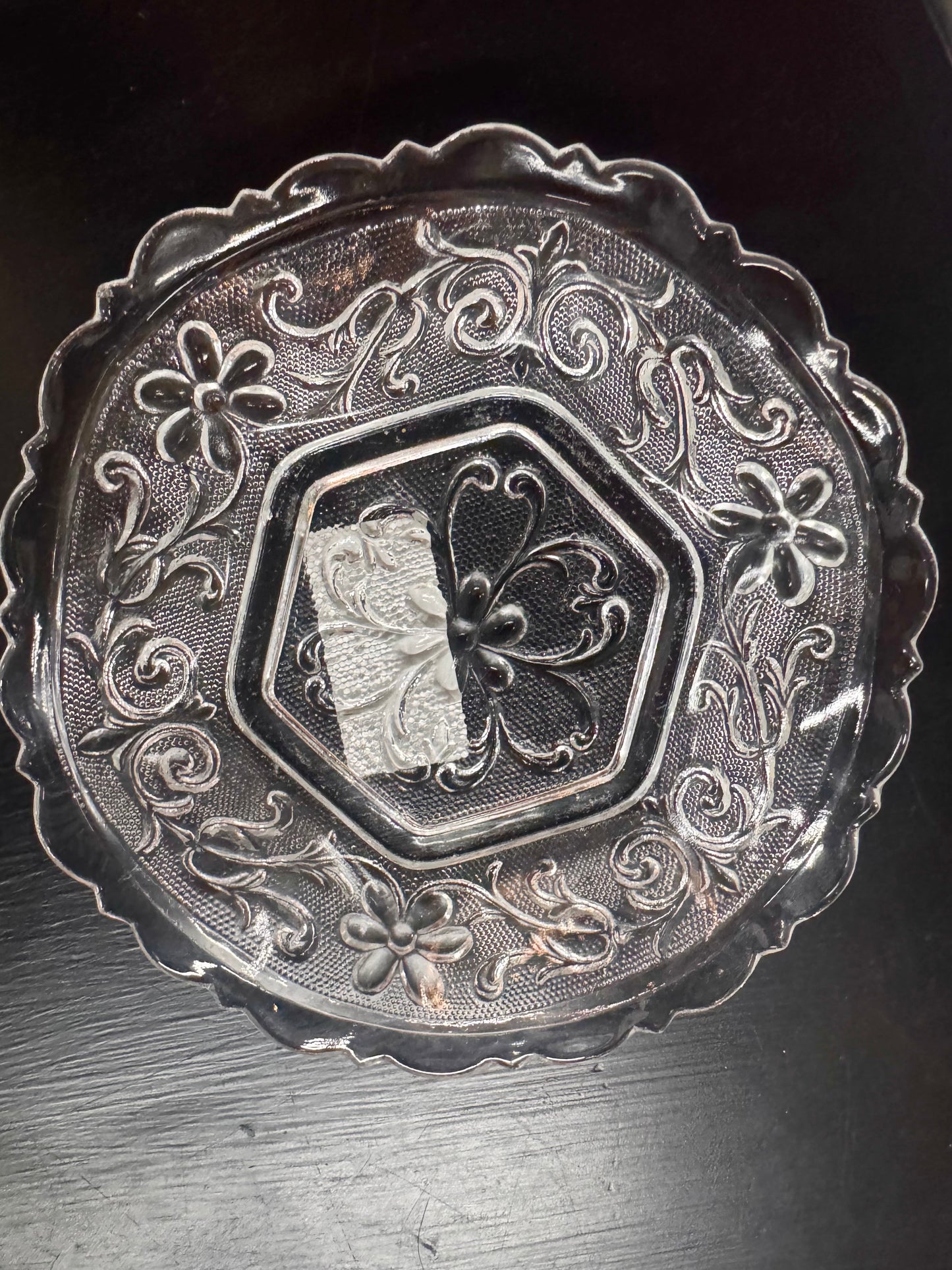 Indiana Glass Sandwich Pattern Hexagon Dish