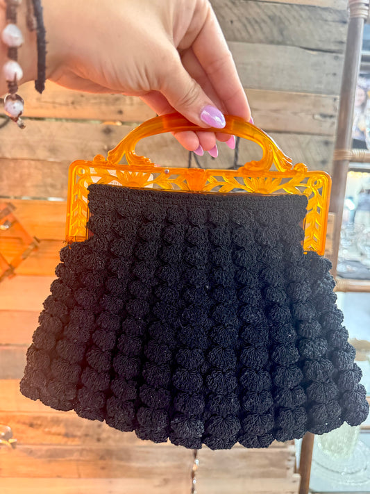 Vtg Handcrafted Crochet Evening Bag