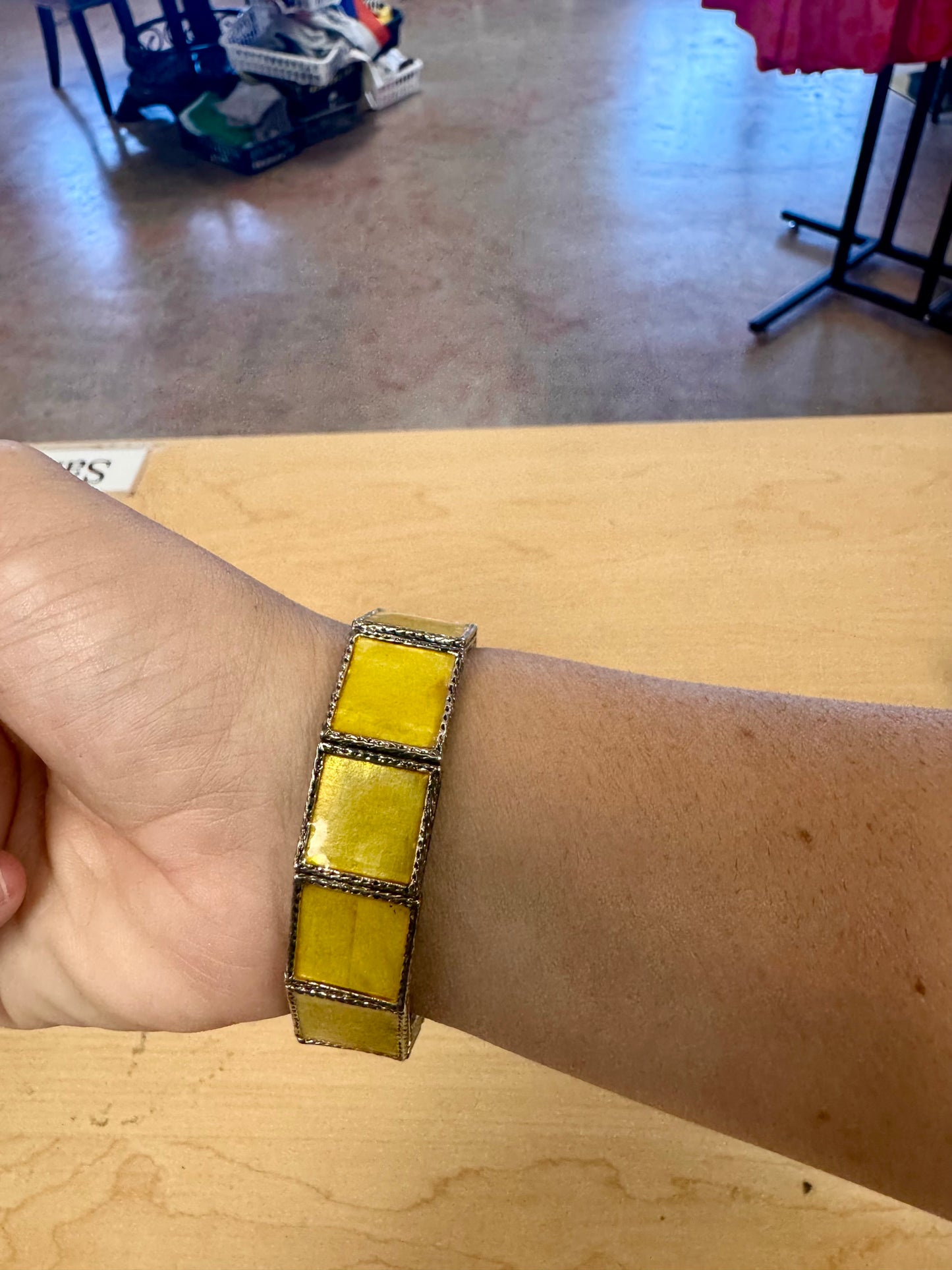 Vintage Stamped Monet Yellow Bracelet