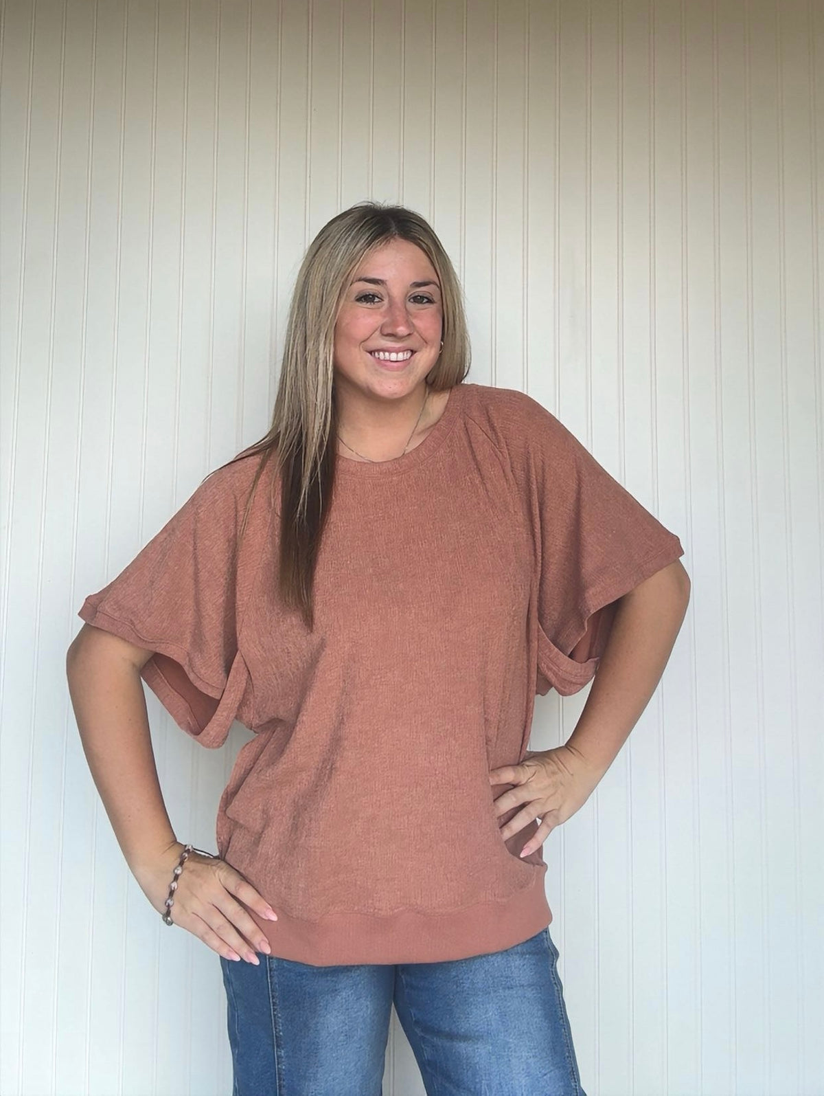 Hi-Low Crew Neck Top