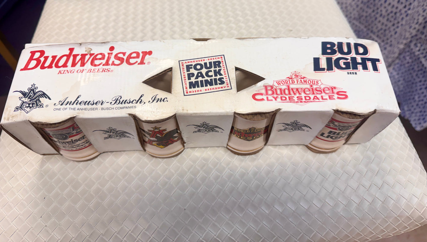 1996 Anheuser-Busch Mini Beer Stein Set (4 pc)