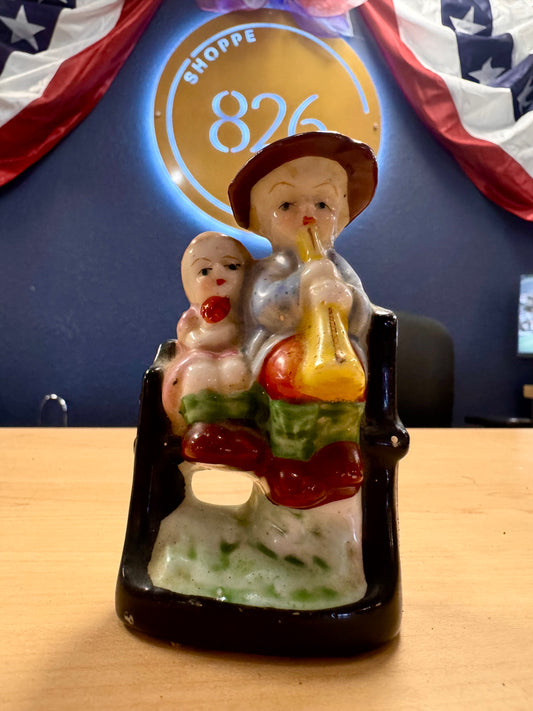 1945 Boy & Girl W Horn Porcelain Figurine