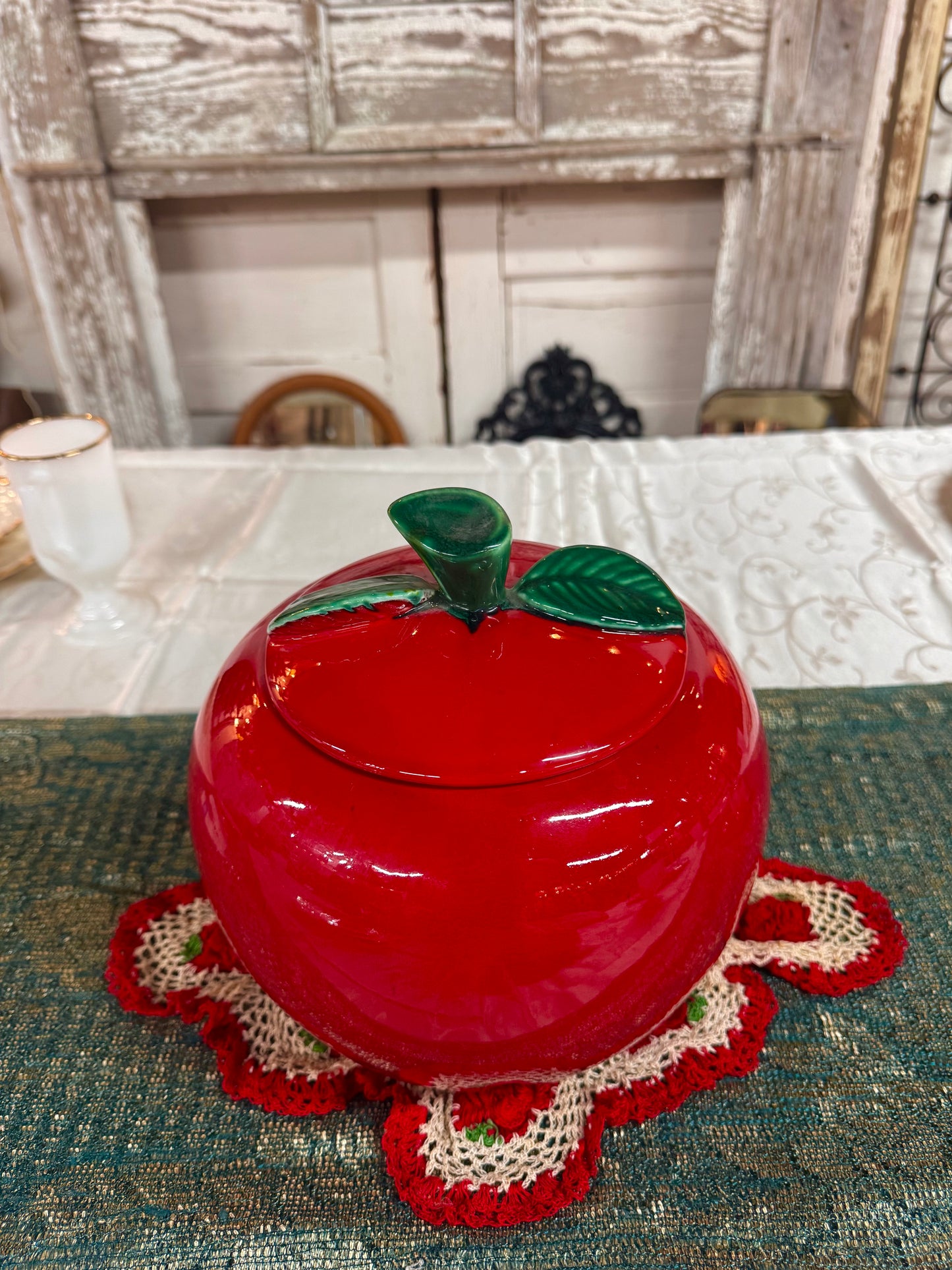 Retro Apple Ceramic Cookie Jar