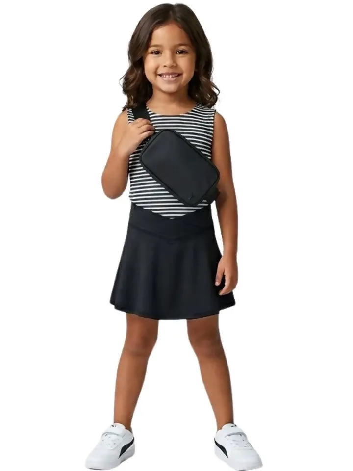 Black Stripe Skort Set