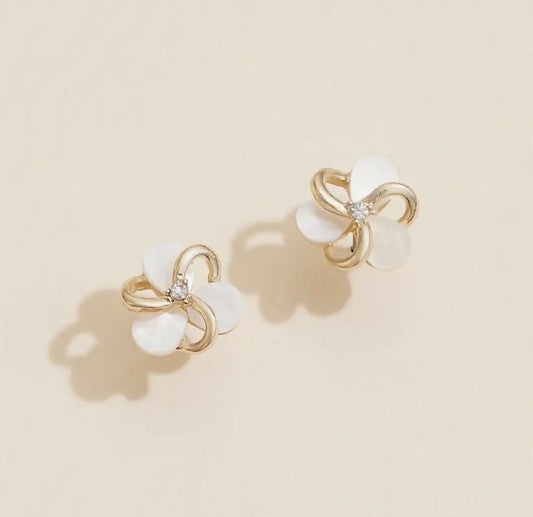 Floral Shell Flower Stud