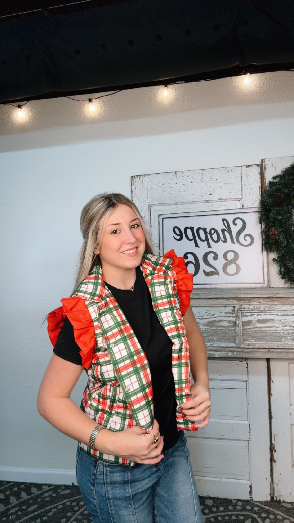 Classic Plaid Christmas puffer Vest