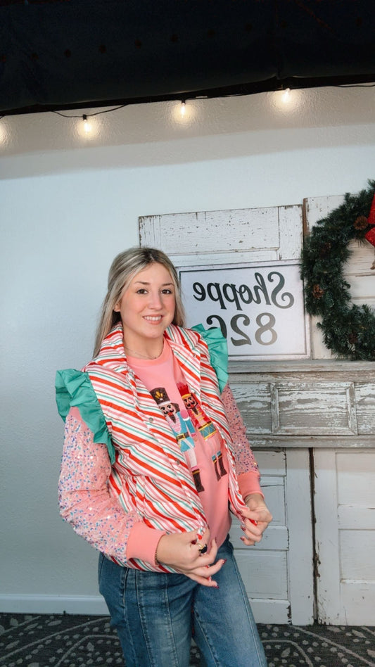 Candy Stripe Puffer Vest