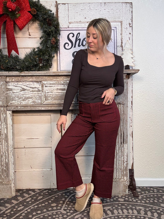 Gingham Straight Leg Pants