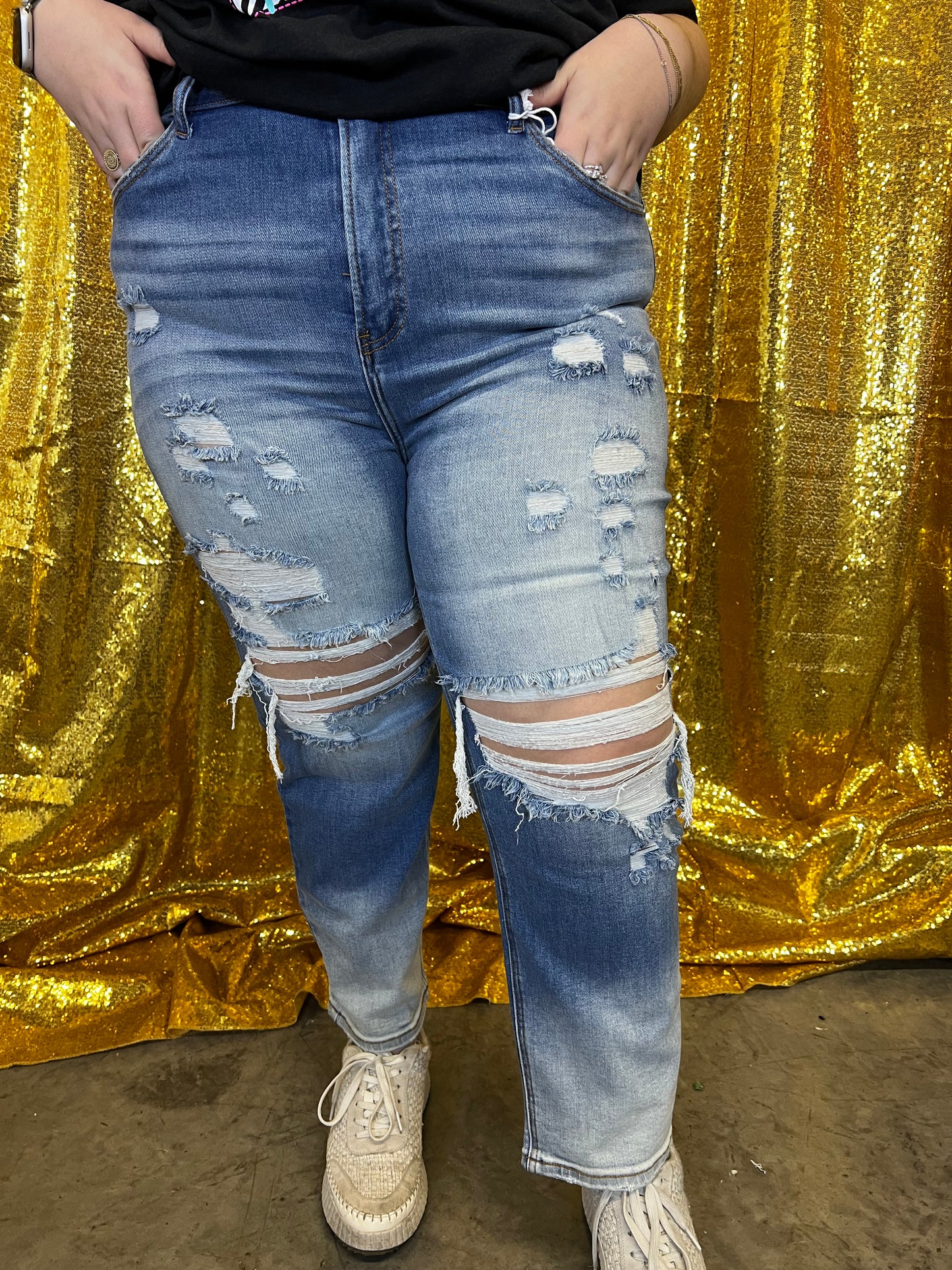 High Rise Crop Boyfriend Ombre Jean