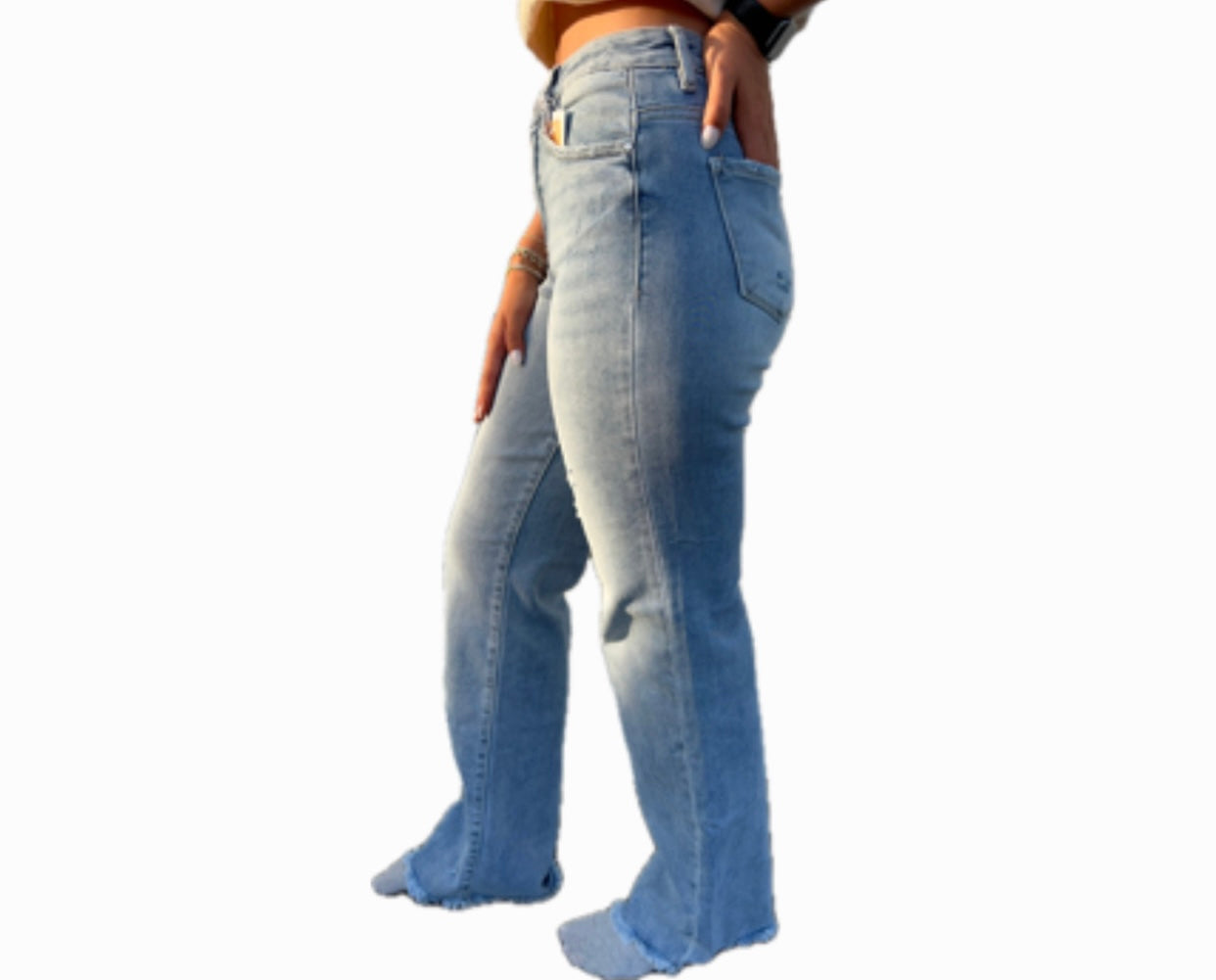 High Rise Long Straight Jeans Light-Risen