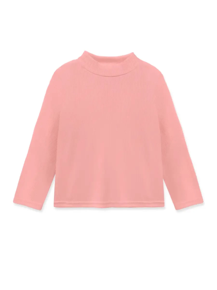 Pink Ribbed Mock Neck Top