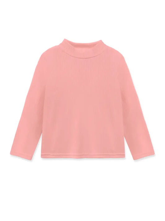 Pink Ribbed Mock Neck Top