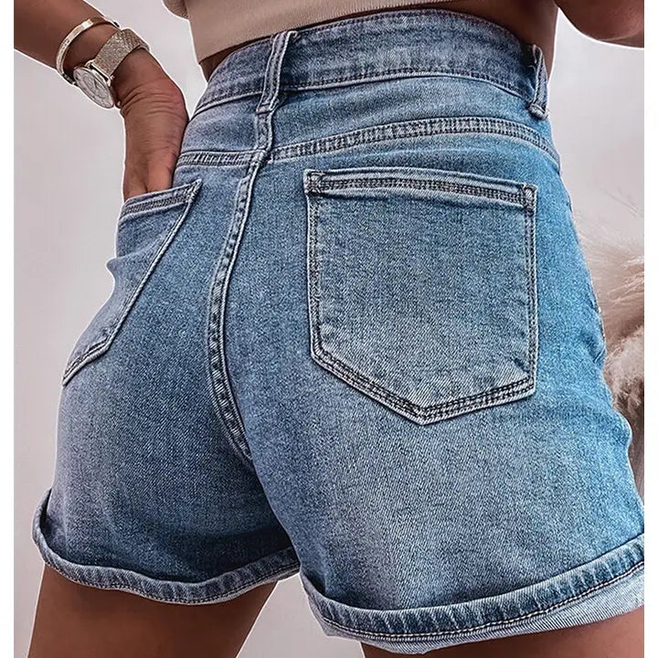 Rhinestone Embellished Denim Shorts