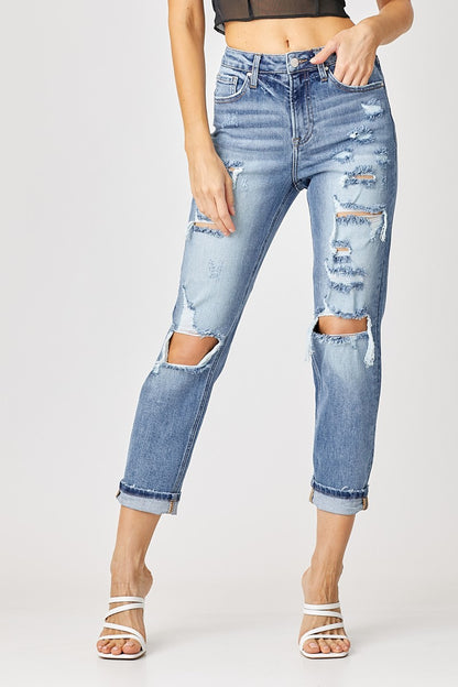 High-Rise Girlfriend Jeans