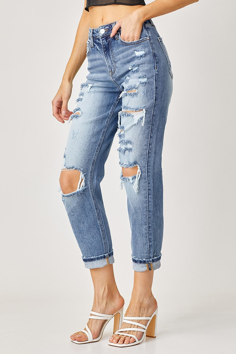 High-Rise Girlfriend Jeans