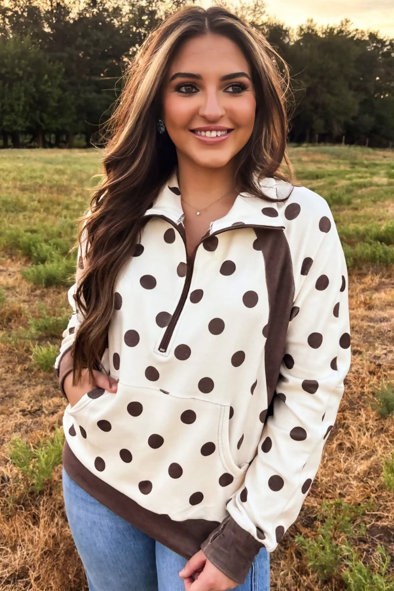 740 b cocoa dot pullover