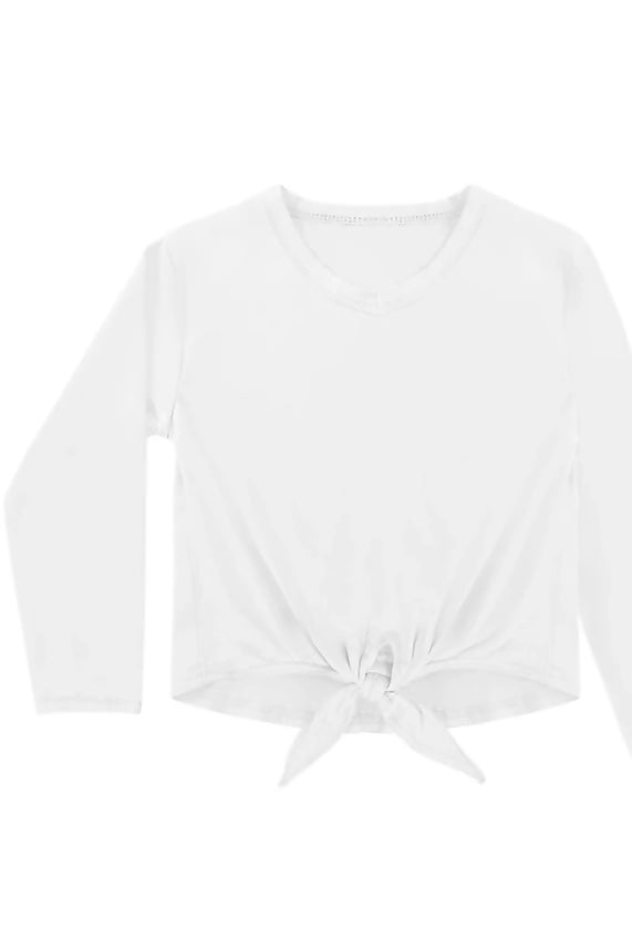 White Long Sleeve Tee w/ Front Tie
