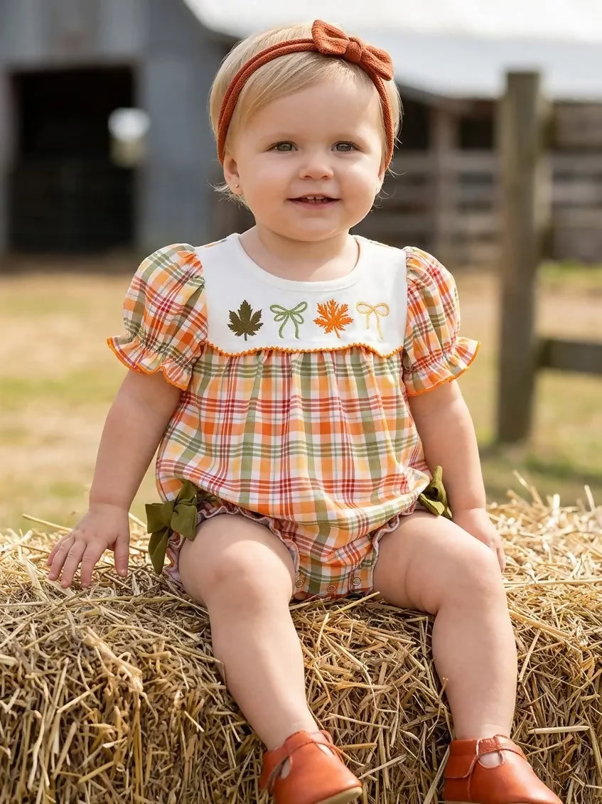 Autumn Embroidered Baby Romper