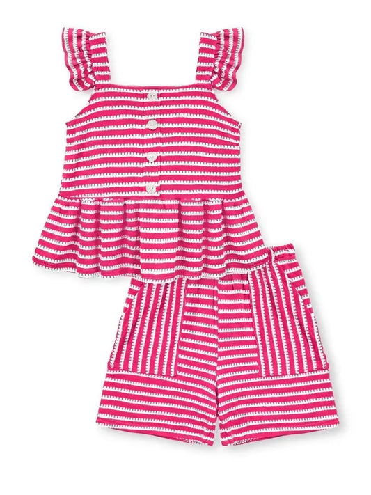 Pink Striped Short Set
