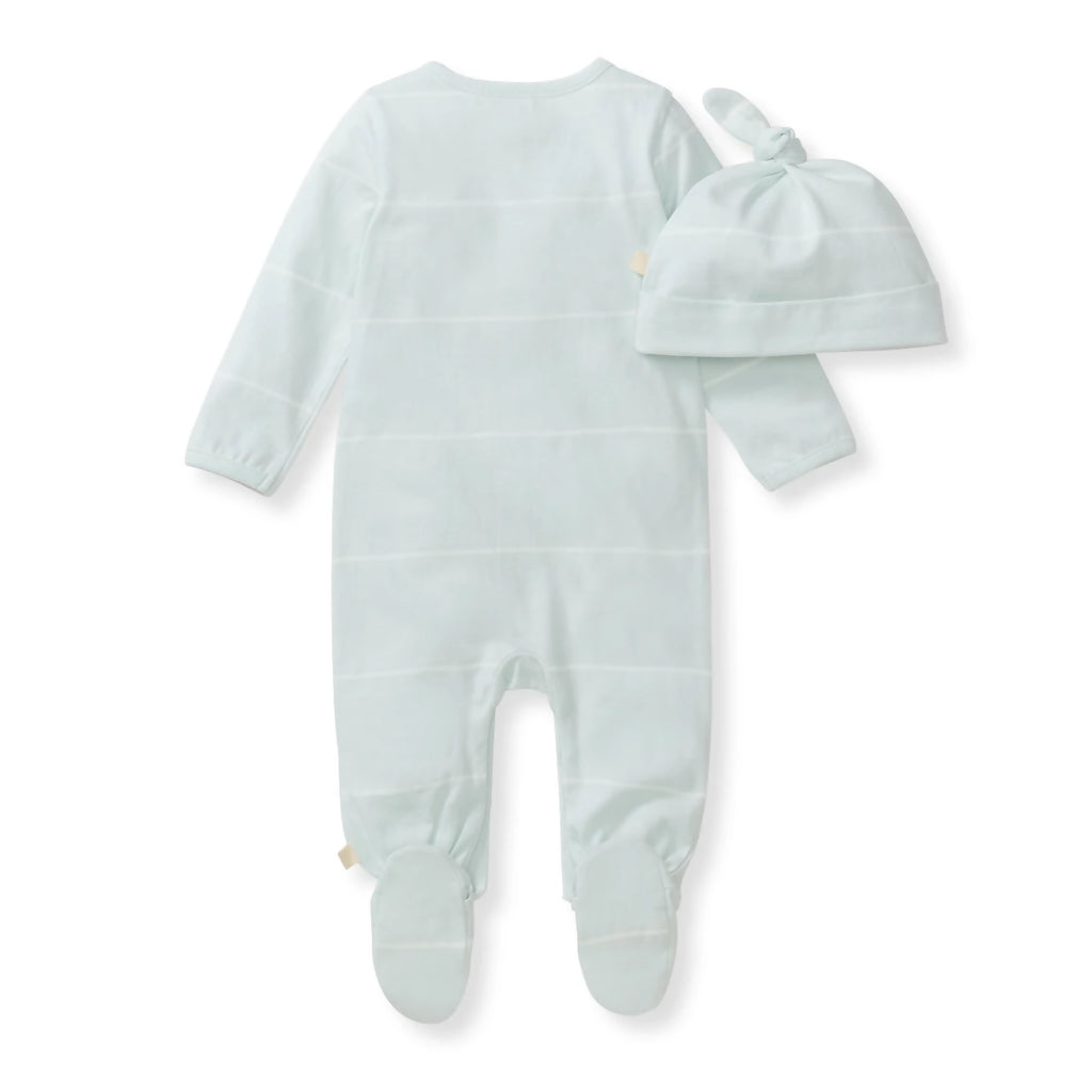 Baby Boy Blue Stripe Jumpsuit & Hat Set