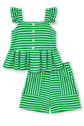 Green Striped Short Set