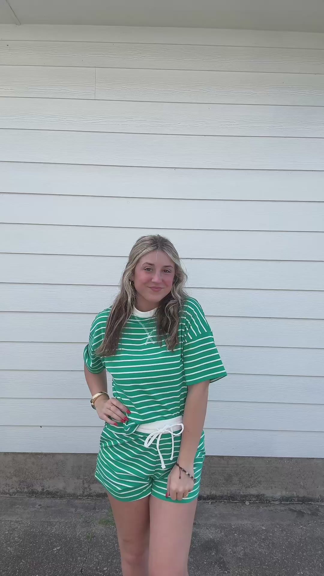 Striped Round Neck Short Set