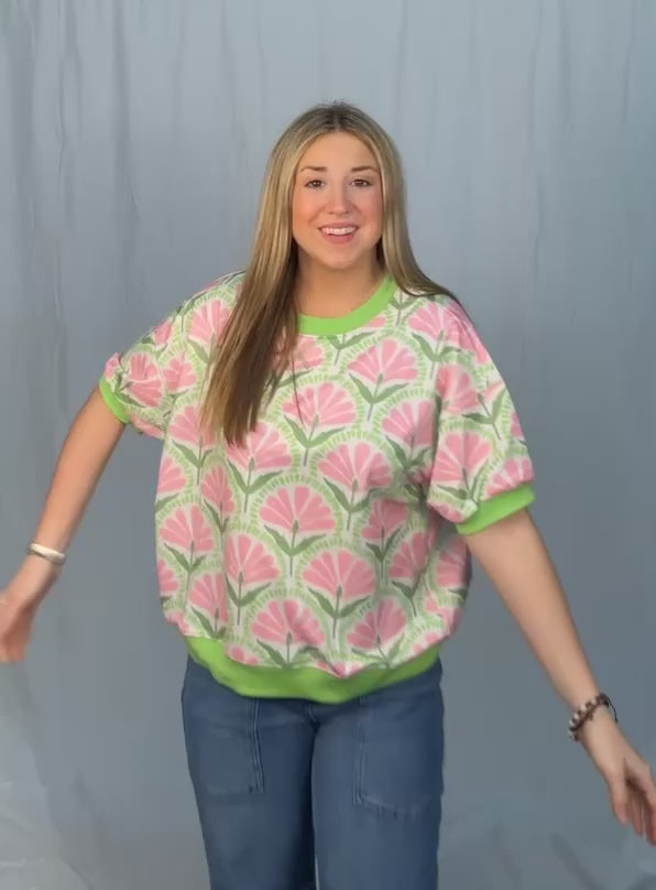 Floral Shirt Sleeve Banded Floral