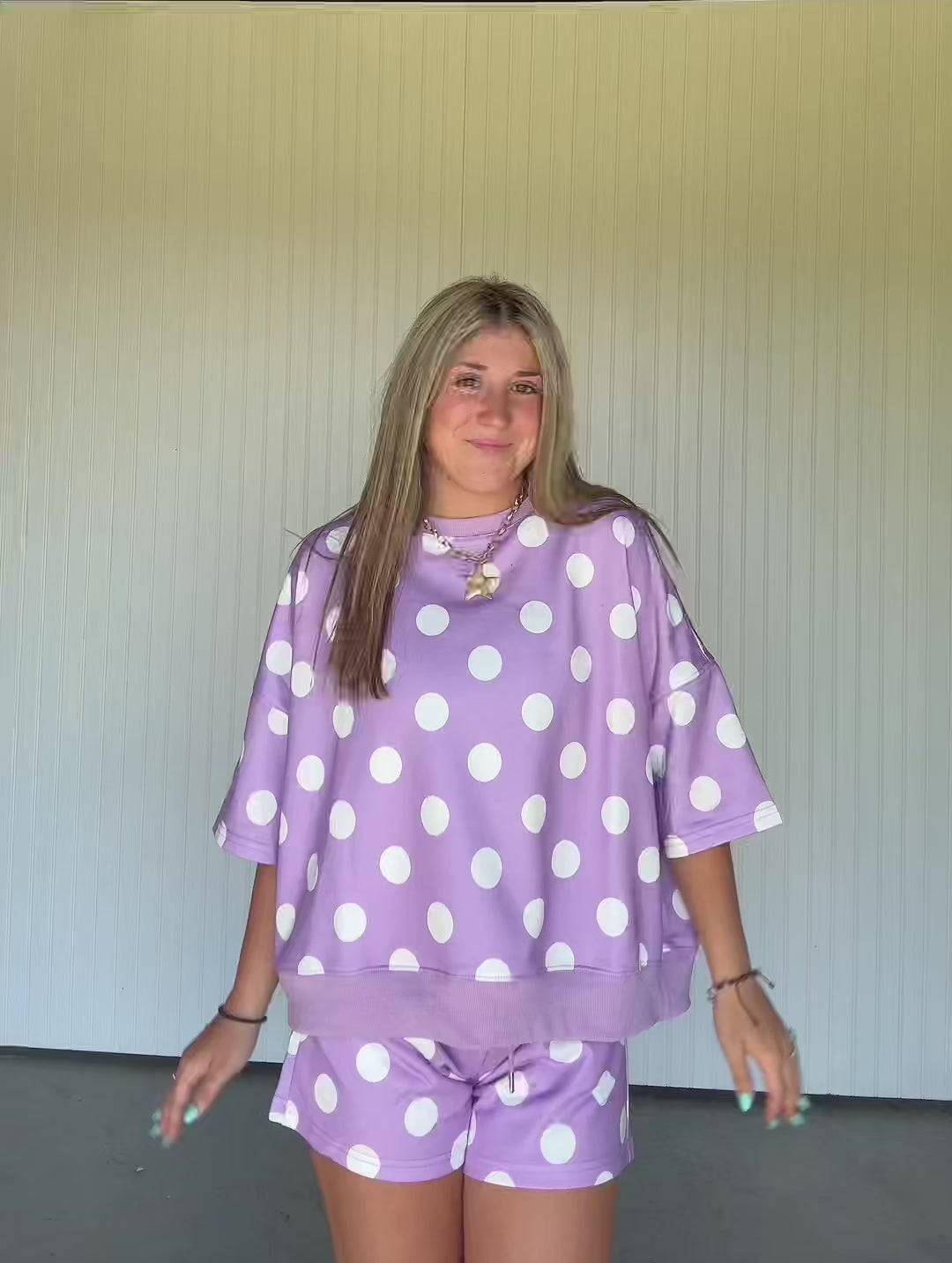 Lavender Polka Dot Short Set