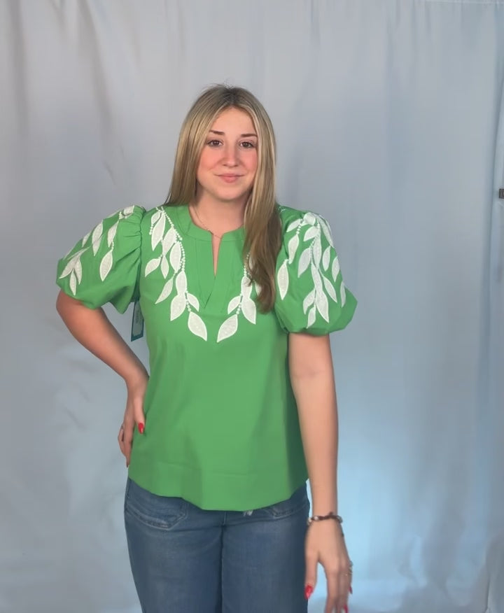 569 puff sleeve v neck