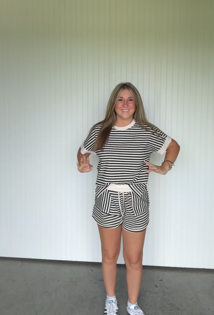Striped and Textured Short Set