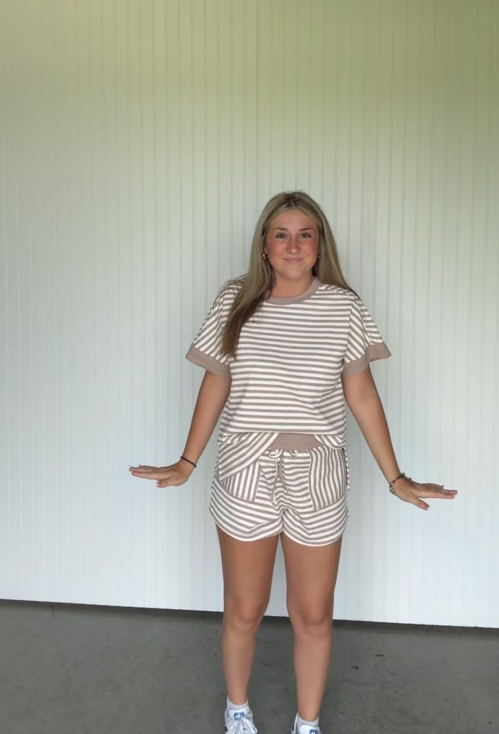 Striped and Textured Short Set