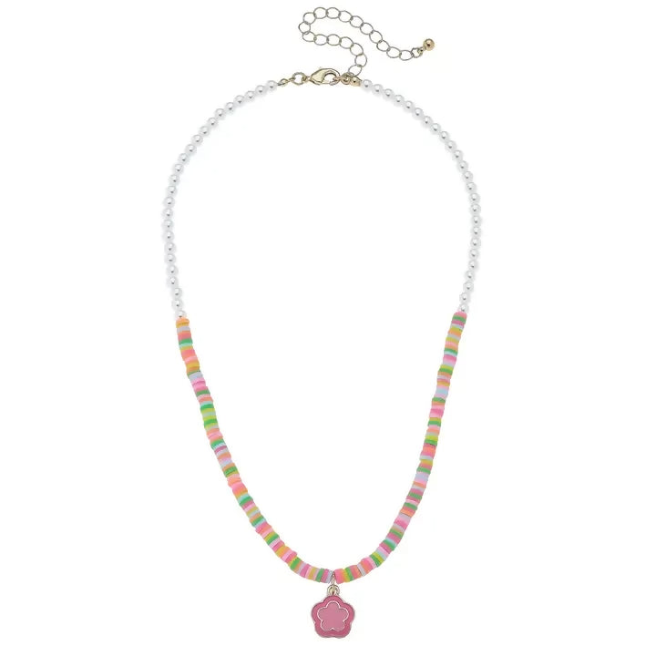 kid- Pearl Color Block Enamel Flower