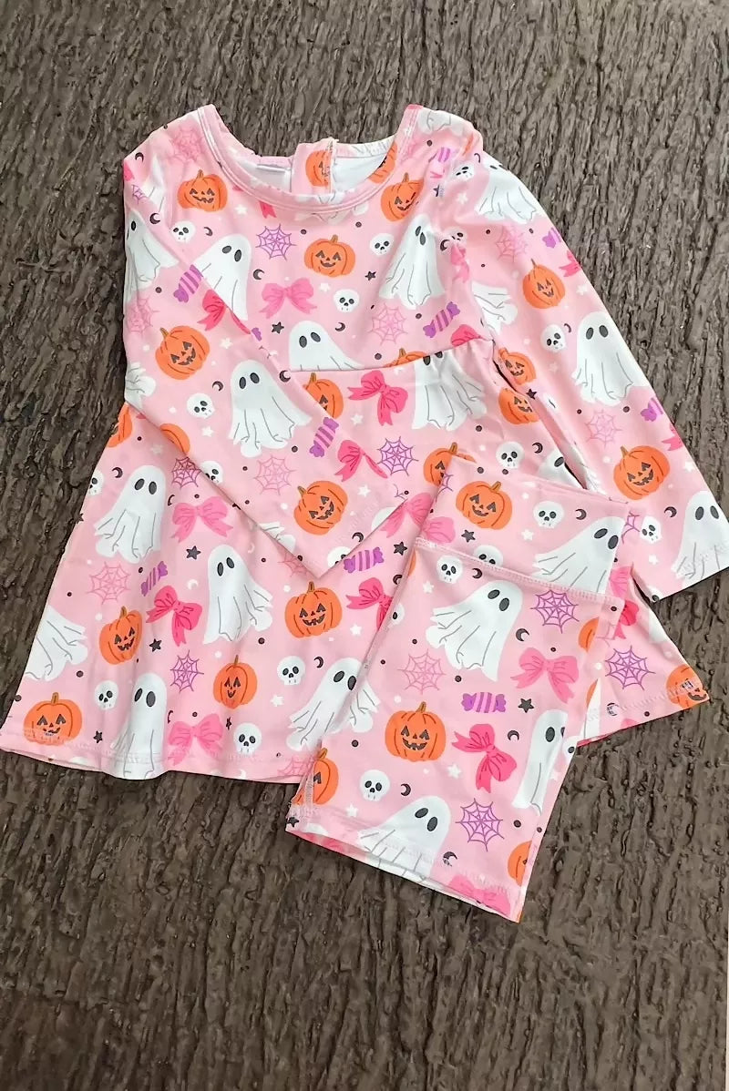 Pink Halloween Printed Active Wear Dress