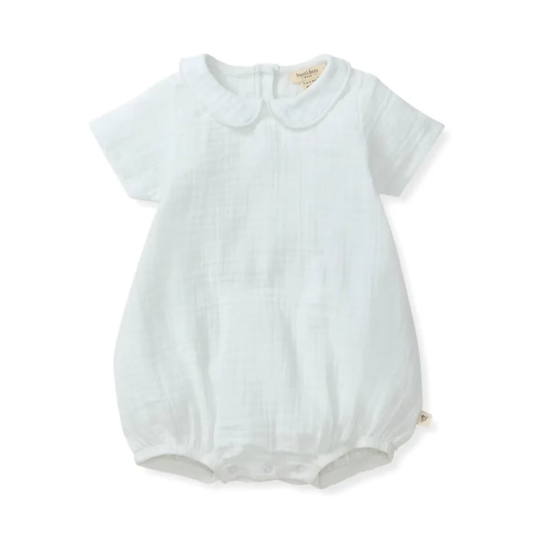 Baby Boy Muslin Collar Bubble Romper